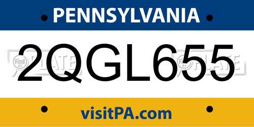 2QGL655 Pennsylvania License Plate
