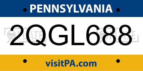 2QGL688 Pennsylvania License Plate