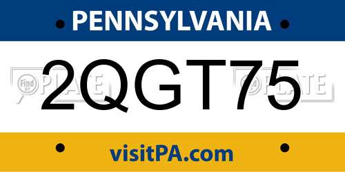 2QGT75 Pennsylvania License Plate