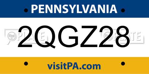 2QGZ28 Pennsylvania License Plate