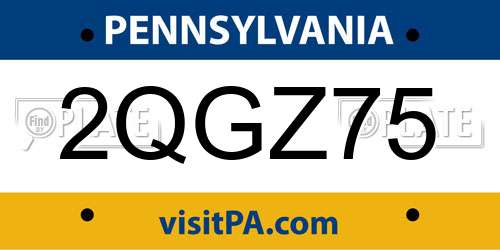 2QGZ75 Pennsylvania License Plate