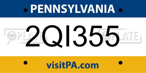 2QI355 Pennsylvania License Plate