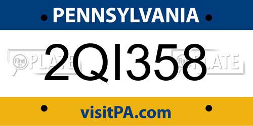 2QI358 Pennsylvania License Plate