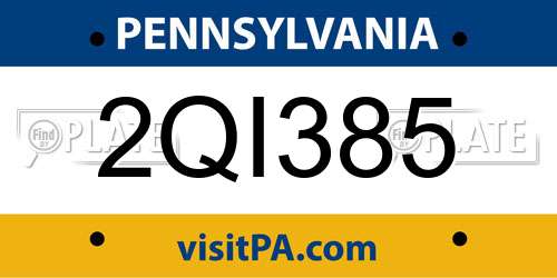 2QI385 Pennsylvania License Plate