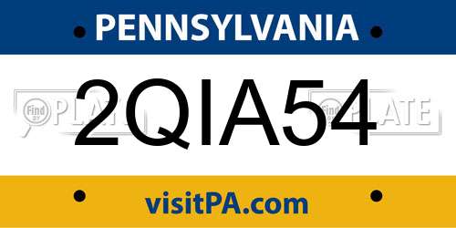 2QIA54 Pennsylvania License Plate