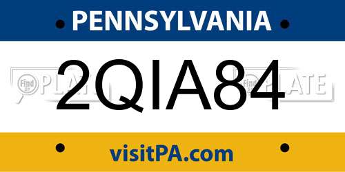 2QIA84 Pennsylvania License Plate