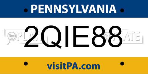 2QIE88 Pennsylvania License Plate