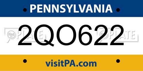 2QO622 Pennsylvania License Plate