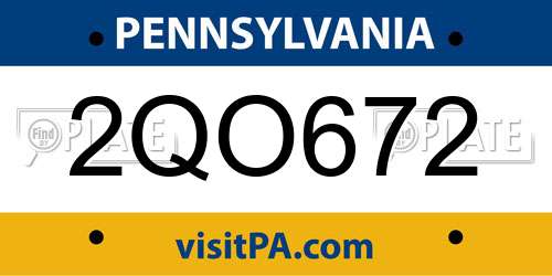 2QO672 Pennsylvania License Plate