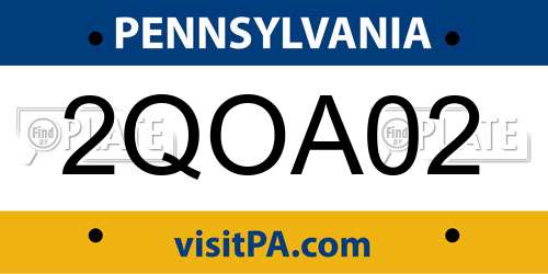 2QOA02 Pennsylvania License Plate