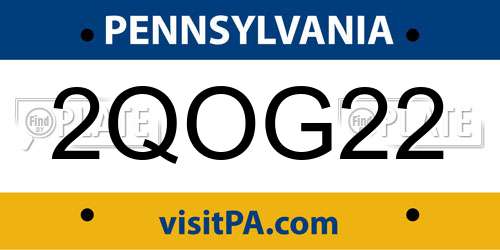 2QOG22 Pennsylvania License Plate