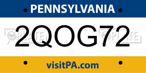 2QOG72 Pennsylvania License Plate
