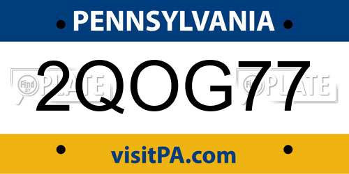 2QOG77 Pennsylvania License Plate