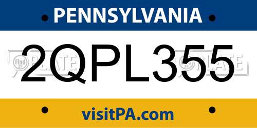 2QPL355 Pennsylvania License Plate