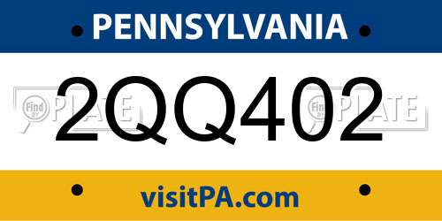 2QQ402 Pennsylvania License Plate
