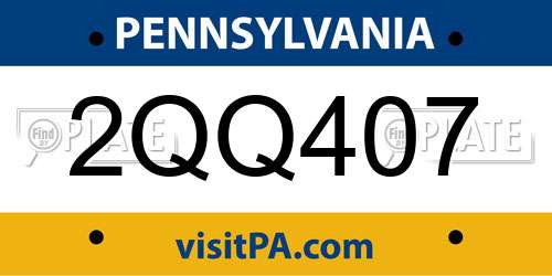 2QQ407 Pennsylvania License Plate