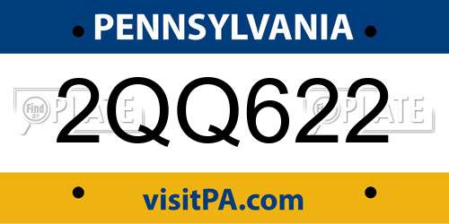 2QQ622 Pennsylvania License Plate