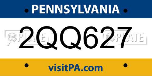 2QQ627 Pennsylvania License Plate