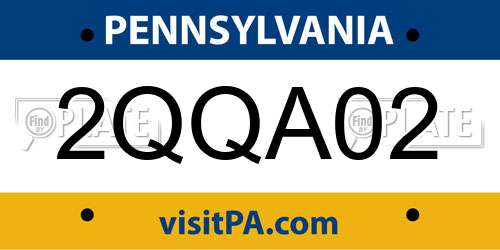 2QQA02 Pennsylvania License Plate
