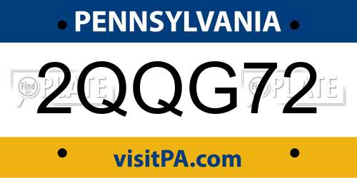 2QQG72 Pennsylvania License Plate