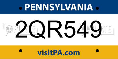 2QR549 Pennsylvania License Plate