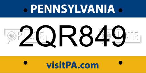 2QR849 Pennsylvania License Plate