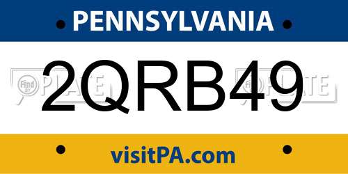 2QRB49 Pennsylvania License Plate
