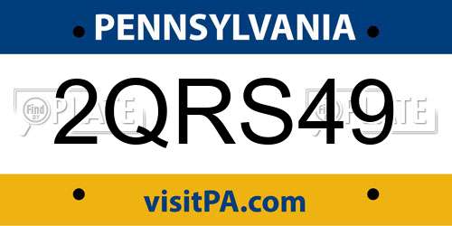 2QRS49 Pennsylvania License Plate
