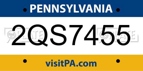 2QS7455 Pennsylvania License Plate
