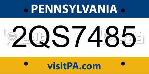2QS7485 Pennsylvania License Plate