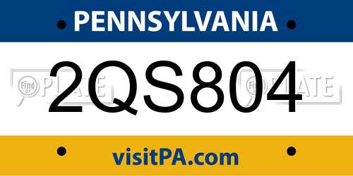2QS804 Pennsylvania License Plate