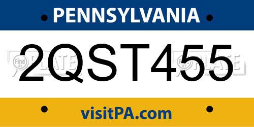 2QST455 Pennsylvania License Plate