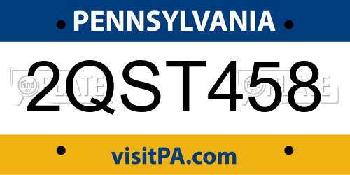 2QST458 Pennsylvania License Plate