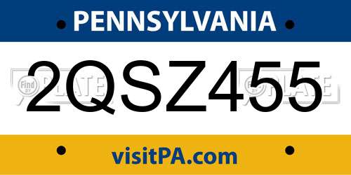 2QSZ455 Pennsylvania License Plate