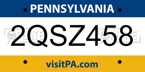 2QSZ458 Pennsylvania License Plate
