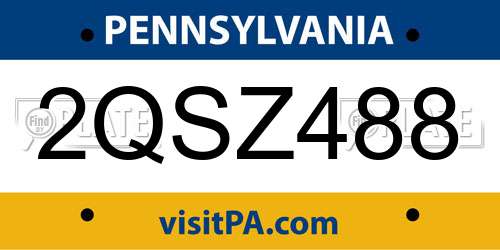 2QSZ488 Pennsylvania License Plate