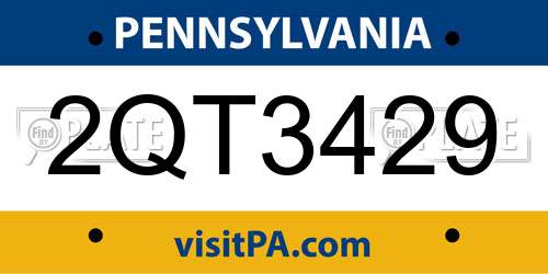 2QT3429 Pennsylvania License Plate