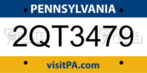 2QT3479 Pennsylvania License Plate