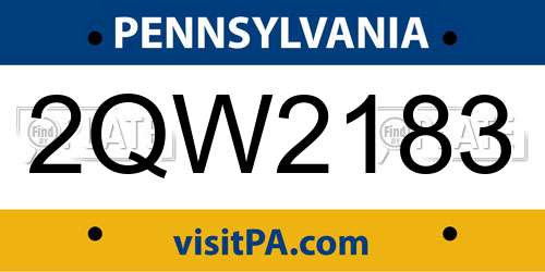 2QW2183 Pennsylvania License Plate