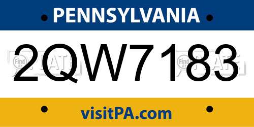 2QW7183 Pennsylvania License Plate