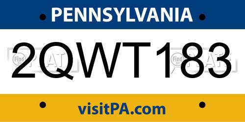 2QWT183 Pennsylvania License Plate