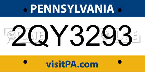 2QY3293 Pennsylvania License Plate
