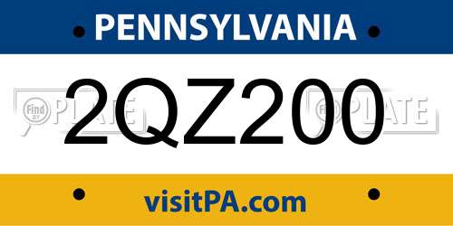 2QZ200 Pennsylvania License Plate