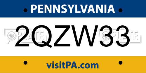 2QZW33 Pennsylvania License Plate