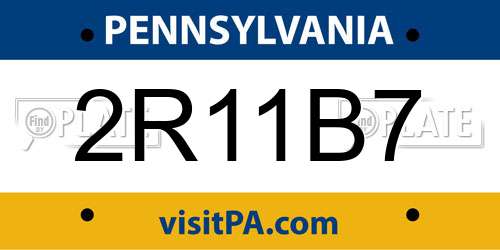 2R11B7 Pennsylvania License Plate