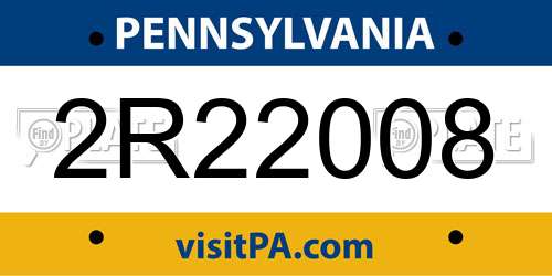 2R22008 Pennsylvania License Plate