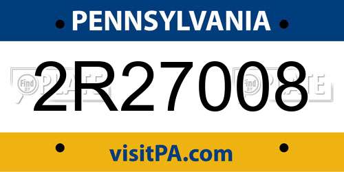 2R27008 Pennsylvania License Plate