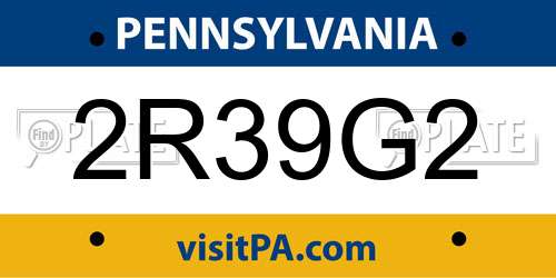 2R39G2 Pennsylvania License Plate