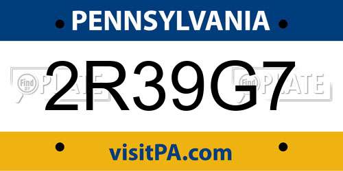 2R39G7 Pennsylvania License Plate