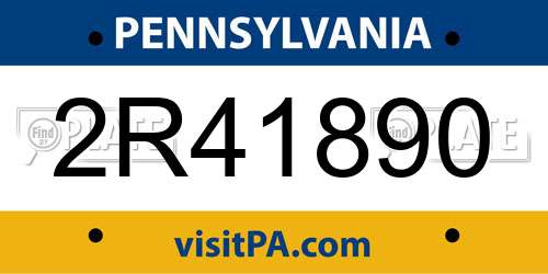 2R41890 Pennsylvania License Plate